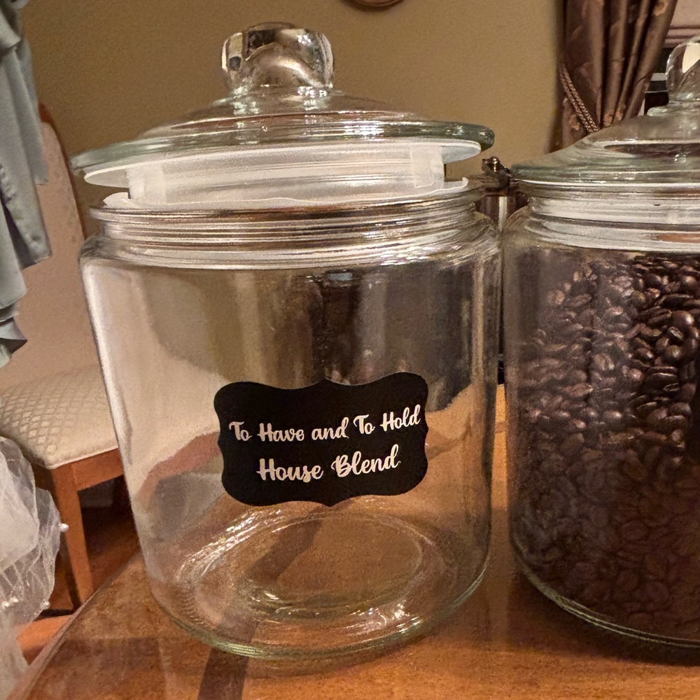 Clear Glass Kitchen Canister with Black Chalk Label